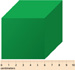 A cube with a ruler under it. The ruler shows that an edge of the cube is 6 centimeters.