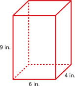 A rectangular prism. The prism is 9 inches in height, 6 inches in width, and 4 inches in length.