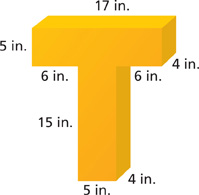 A solid shape shows the height, width, and length of the object.
