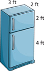 A refrigerator is a solid shape showing the height, width, and length of the object.