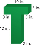 A solid shape shows the height, width, and length of the object.