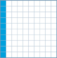A hundredths grid with 10 squares shaded.