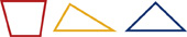 A set of 3 shapes: trapezoid, right triangle, isosceles triangle.