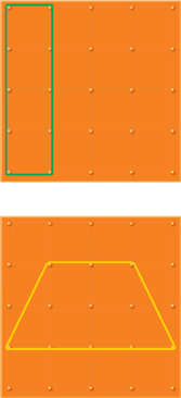A rectangle on a Geoboard. A trapezoid on a Geoboard.