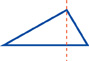 A triangle with 3 unequal sides and a dotted line from the top point to the base.