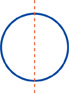 A circle with a dotted line down the middle.