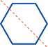 A hexagon with a dotted line from near 1 corner to the same distance away from the opposite corner.
