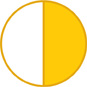 A circle divided into 2 equal parts. One part is shaded.