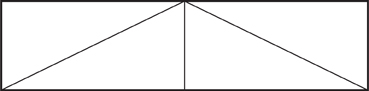 A rectangle divided into 4 equal triangles.