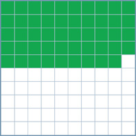 A group of sticker strips and singles on a 10 by 10 grid: strip, strip, strip, strip, single, single, single, single, single, single, single, single, single. The rest of the grid is blank.