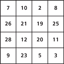 A game board with 4 rows.