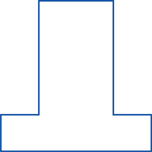 A shape that resembles an upside-down T.