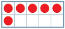 Un marco de 10 tiene 2 filas. En la primera fila: punto, punto, punto, punto, punto. En la segunda fila: punto, espacio en blanco, espacio en blanco, espacio en blanco, espacio en blanco.
