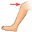 Una flecha apunta hacia la rodilla de una pierna.