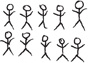 Hay un conjunto de figuras de palitos: figura, figura, figura, figura, figura, figura, figura, figura, figura, figura.