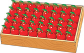 Hay una matriz con 5 filas de 8 manzanas.