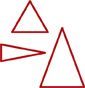 Hay tres triángulos. Cada triángulo tiene tres ángulos menores a los 90 grados.
