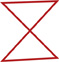 Hay dos triángulos unidos por sus vértices.