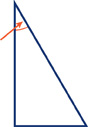Hay un triángulo con un ángulo de 90 grados, uno de 60 grados y uno de 30 grados. Una flecha apunta al ángulo de 30 grados.