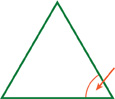 Hay un triángulo con tres ángulos de 60 grados. Una flecha apunta a uno de los ángulos.