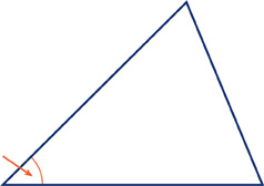 Hay un triángulo. Una flecha apunta a un ángulo de 45 grados.