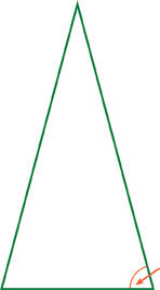 Hay un triángulo. Una flecha apunta al ángulo de 75 grados en el triángulo.