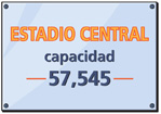 Hay una placa con un texto que dice: “Estadio Central, capacidad 57,545”.