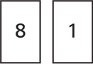 Two number cards. The first number card shows an “8” and the second number card shows a “1.”