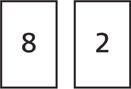 Two number cards. The first number card shows an “8” and the second number card shows a “2.”