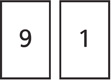 Two number cards. The first number card shows a “9,” and the second number card shows a “1.”