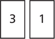 Two number cards. The first number card shows a “3,” and the second number card shows a “1.”