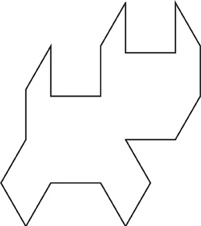 The outline of a shape that looks like a cat.