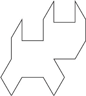 The outline of a shape that looks like a cat.
