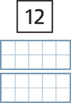 Two empty ten frames and a number card that shows a “12.”