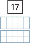 Two empty ten frames and a number card that shows a “17.”