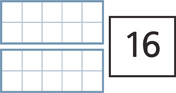 Two empty ten frames and a number card that shows a “16.”