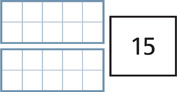 Two empty ten frames and a number card that shows a “15.”