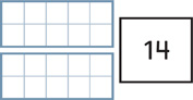 Two empty ten frames and a number card that shows a “14.”
