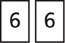 Two number cards. The first number card shows a “6,” and the second number card shows a “6.”