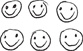 A set of smiley faces: smiley face, smiley face, smiley face, smiley face, smiley face, smiley face.