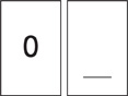 A number card with a “0” and a blank number card.