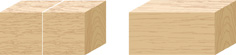 Two cube-shaped blocks side-by-side form a rectangular prism. Next to this is a rectangular prism-shaped block.