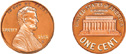 Hay los dos lados de una moneda de 1 centavo. Uno de los lados tiene una cabeza y el otro tiene un edificio.