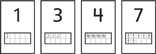 Hay cuatro tarjetas numéricas con marcos de 10.