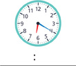 Hay un reloj con la manecilla de la hora apuntando entre el “6” y el “7” y el minutero apuntando al “4”.