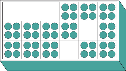 An array with counters and blanks.