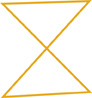 Two triangles joined at their points.