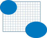 A grid partially covered by two ovals. One row of the grid is 15 tiles. One column of the grid is 12 tiles.