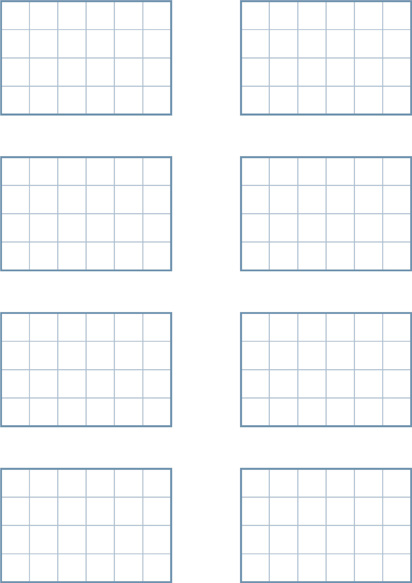 Eight 4 by 6 rectangles.