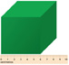 Hay un cubo con una regla debajo. La regla muestra que un borde del cubo mide 6 centímetros.